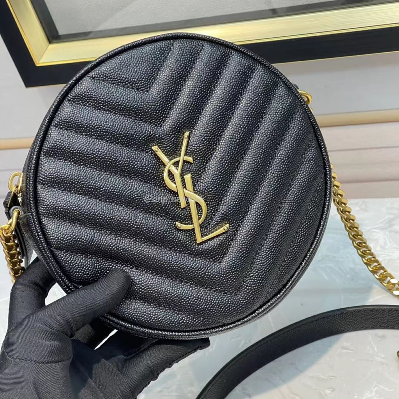 Saint Laurent Circular Quilted Crossbody Bag (4) - newkick.vip